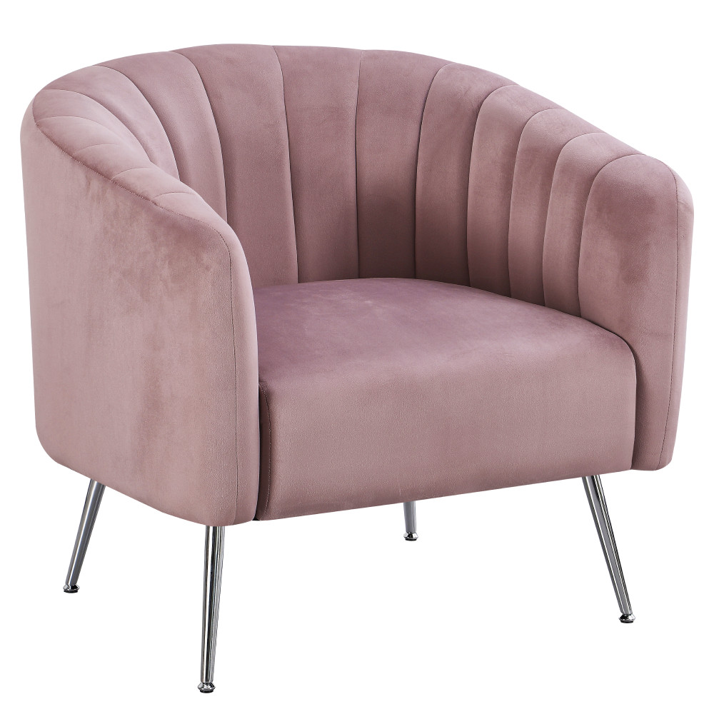 Design fotel, rózsaszín Velvet szövet/króm-ezüst, BAGY (RP)
