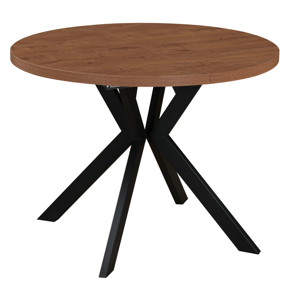 Kihúzható étkezőasztal, sötét tölgy/fekete, 100-250x75,5 cm, LUKOS (RP)