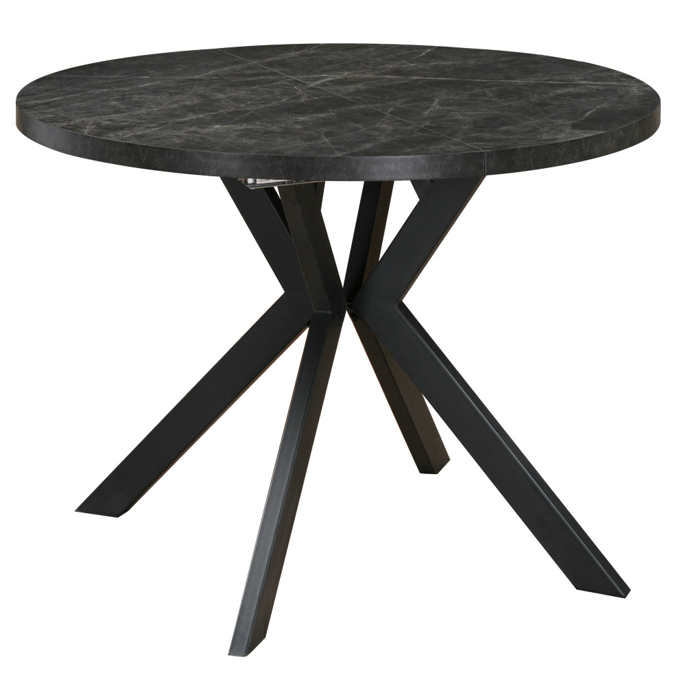 Kihúzható étkezőasztal, sötét beton/fekete, 100-250x75,5 cm, LUKOS (RP)
