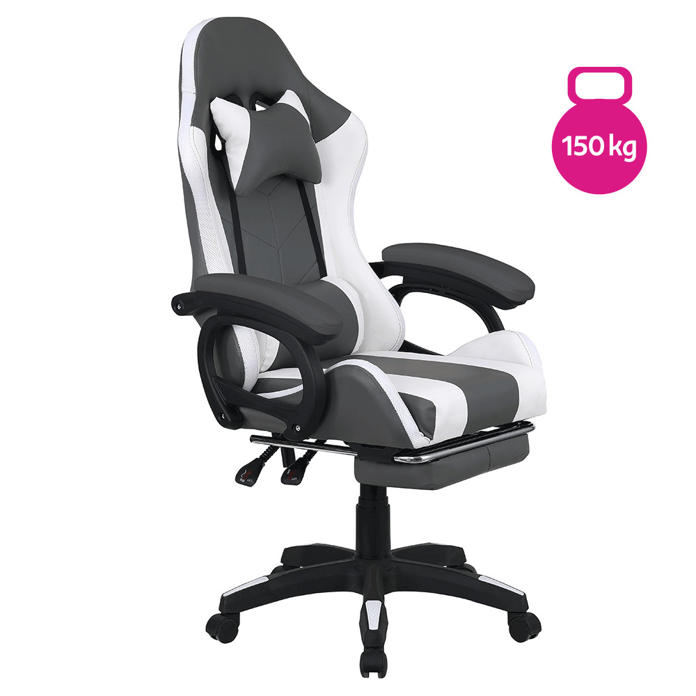 Irodai/gamer szék RGB LED világítással, fekete/fehér, JOVELA (RP)