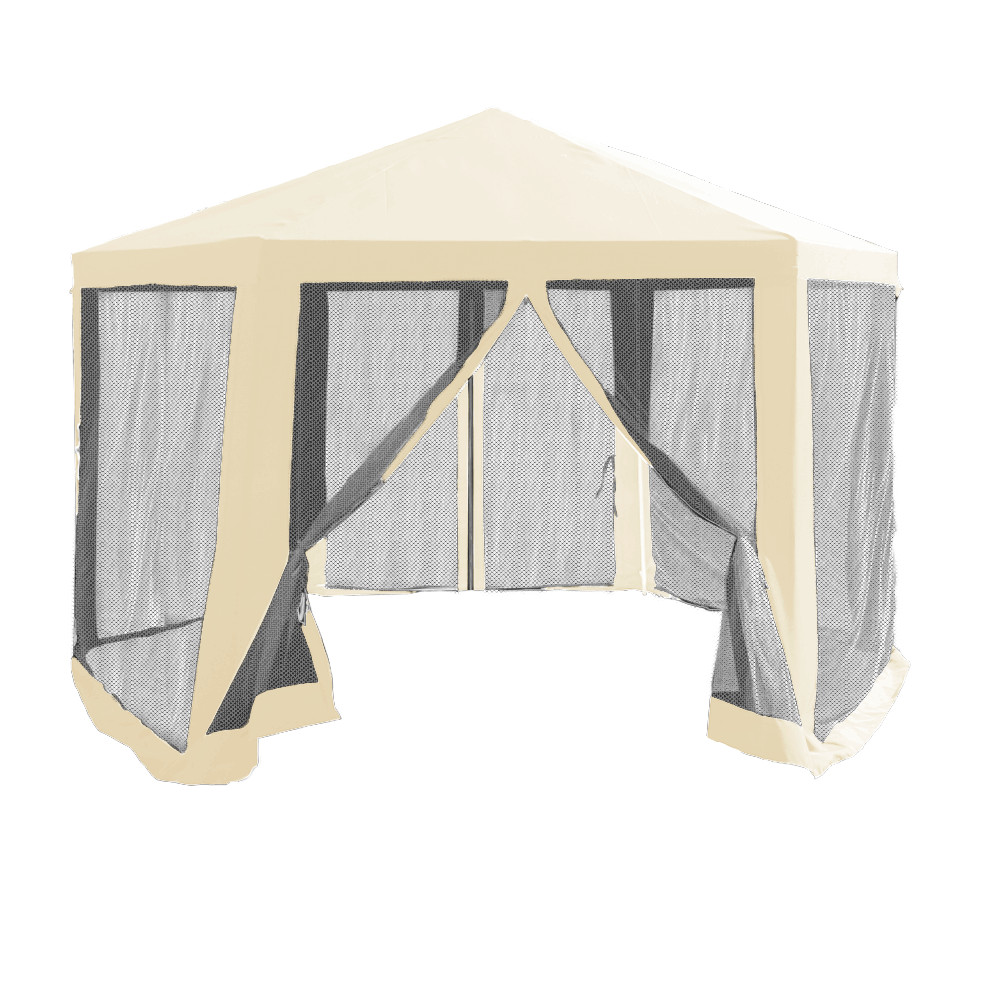 Kerti pavilon sátor, 3,9x2,5x3,9m, bézs/fekete, RINGE TYP 2+6 oldal (RP)