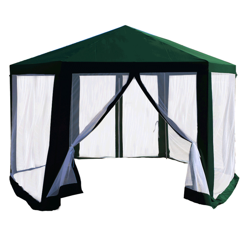 Kerti pavilon sátor, 3,9x2,5x3,9m, zöld/fehér, RINGE TYP 1+6 oldal (RP)