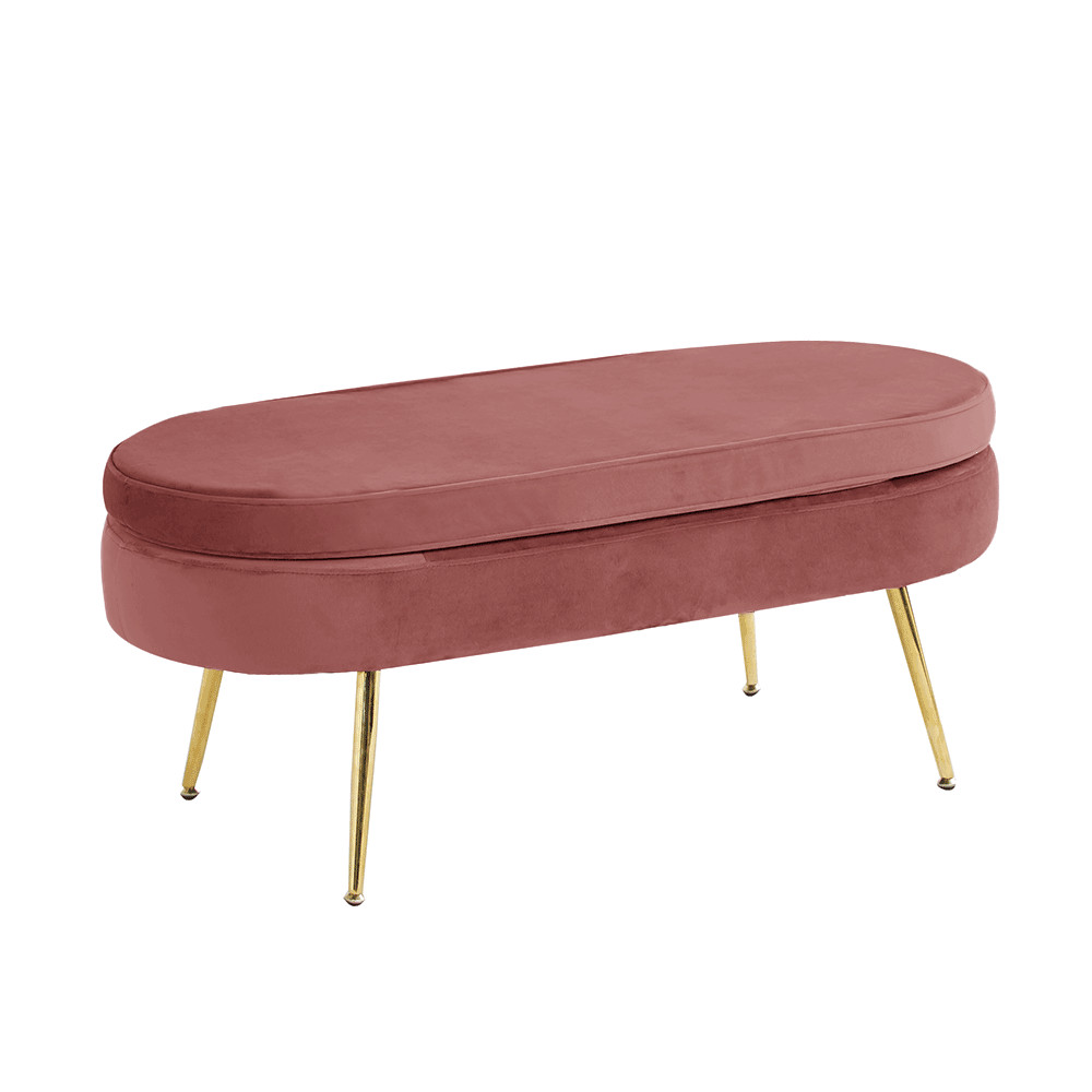 Luxus zsámoly/puff, rózsaszín Velvet szövet/króm arany, Art-deco, NOBLIN TABURET TYP 2 (RP)