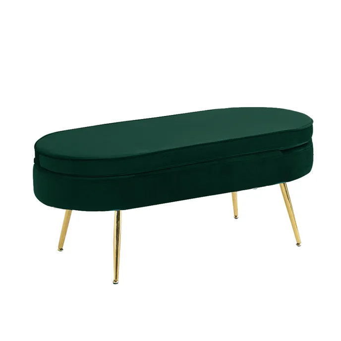 Luxus zsámoly/puff, smaragd Velvet szövet/króm arany, Art-deco, NOBLIN TABURET TYP 2 (RP)