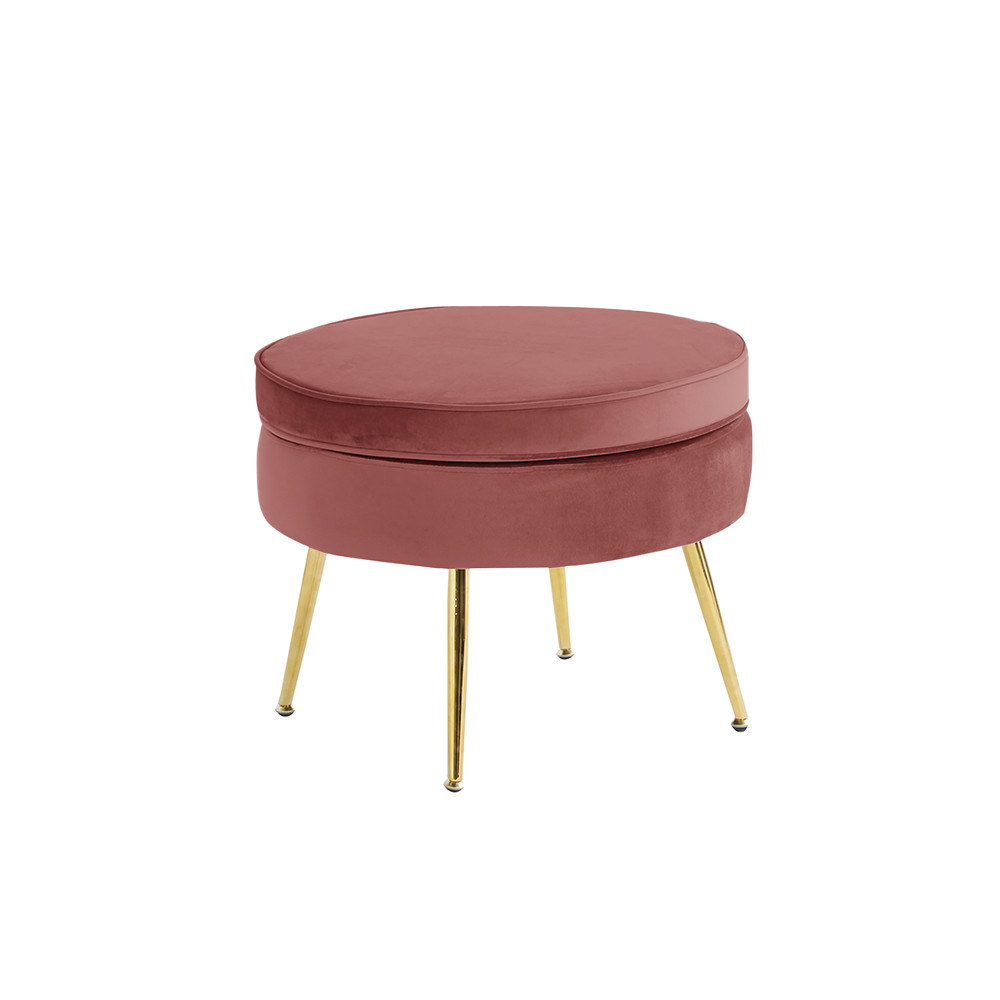 Luxus zsámoly/puff, rózsaszín Velvet szövet/króm arany, Art-deco, NOBLIN TYP 1 (RP)