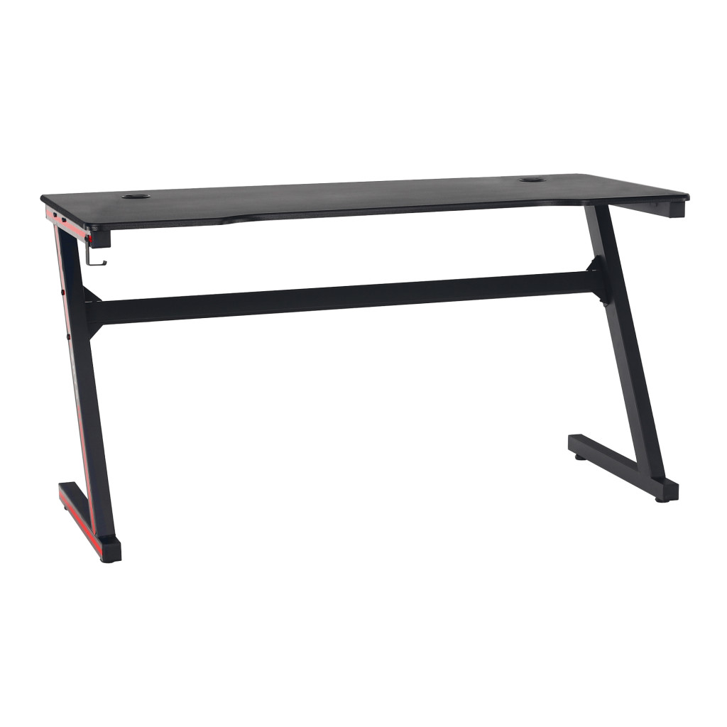 Gamer asztal/számítógépasztal, fekete/piros, MACKENZIE 140cm (RP)