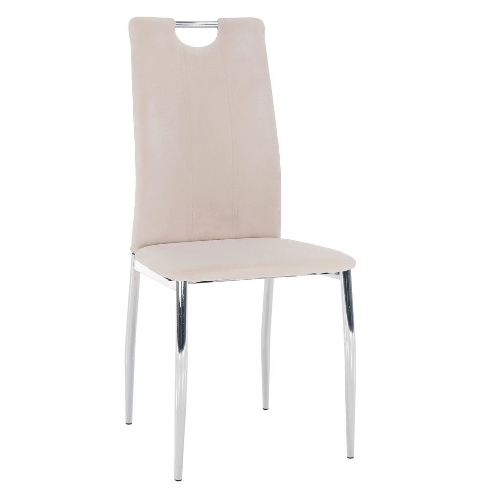 Étkezőszék, bézs Dulux Velvet szövet/króm, OLIVA NEW (RP)