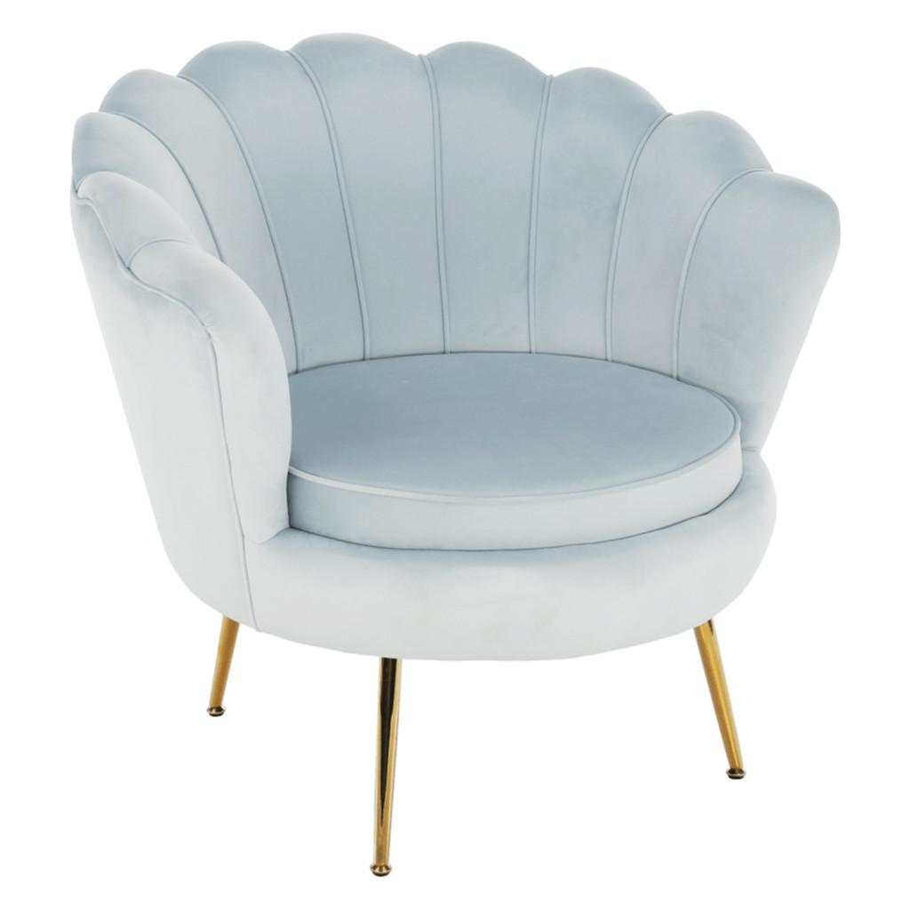 Fotel Art-deco stílusban, szürke-kék Velvet anyag/gold chróm-arany, NOBLIN (RP)