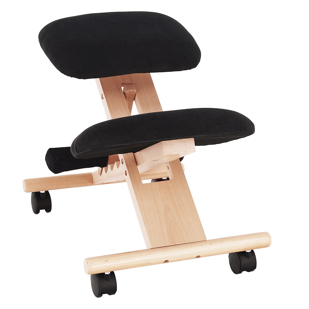 Ergonomikus térdelőszék, fekete/bükkfa, GROCO (RP)