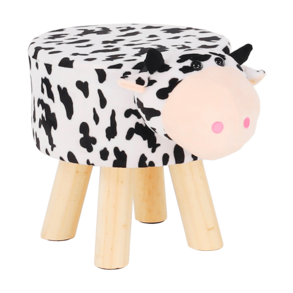 Puff kistehén alakban, Velvet anyag fehér/fekete/natúr, MOLLY (RP)