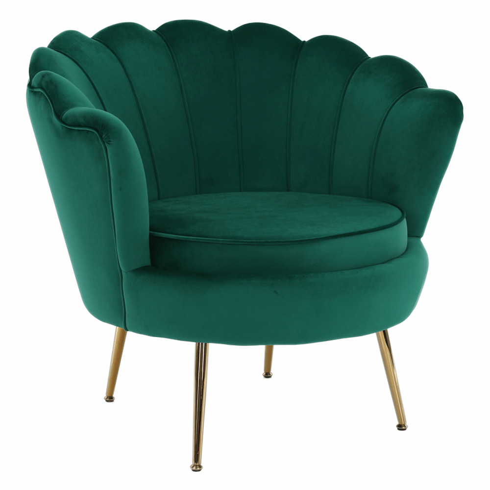 Fotel Art-deco stílusban, smaragd Velvet anyag/gold króm-arany, NOBLIN (RP)