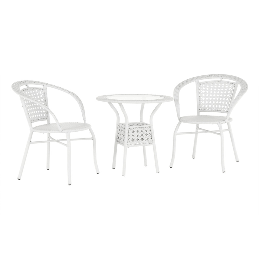 Kerti rattan szett 1+2, fehér, JENAR (RP)