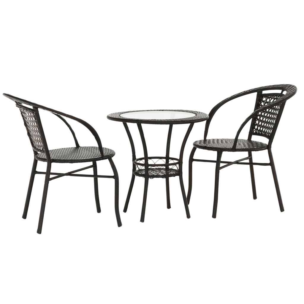 Kerti rattan szett 1+2, barna, LASAN (RP)