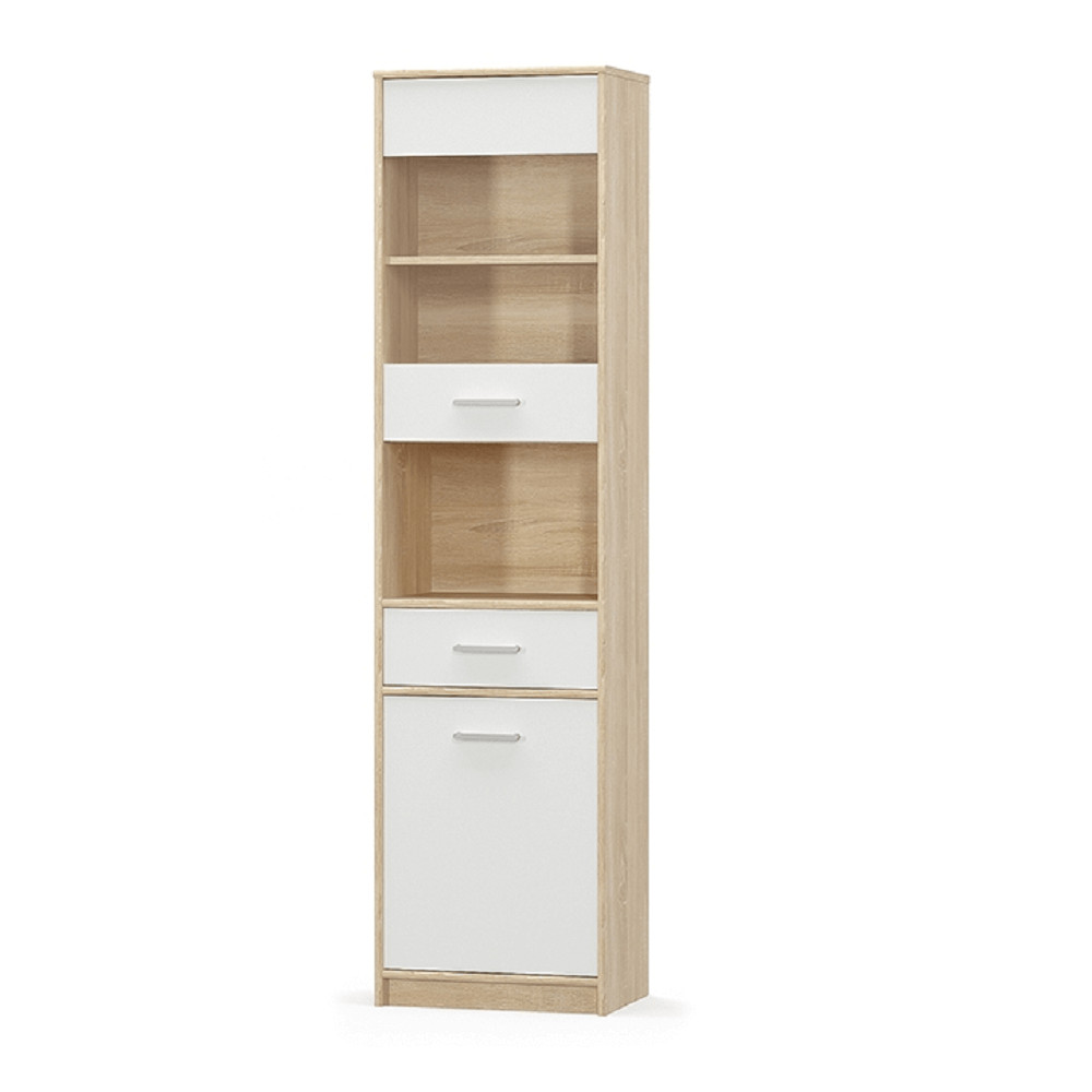 Vitrines szekrény 1D1W1S, fehér/tölgy sonoma, TEYO (RP)