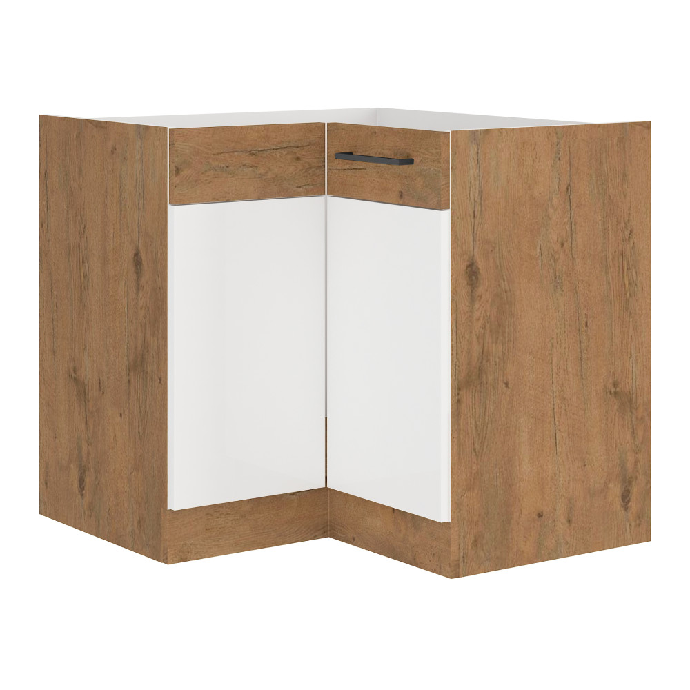 Alsó sarokszekrény, extra magasfényű Hg/lancelot tölgy, VEGA 90X90 DN 1F BB (RP)