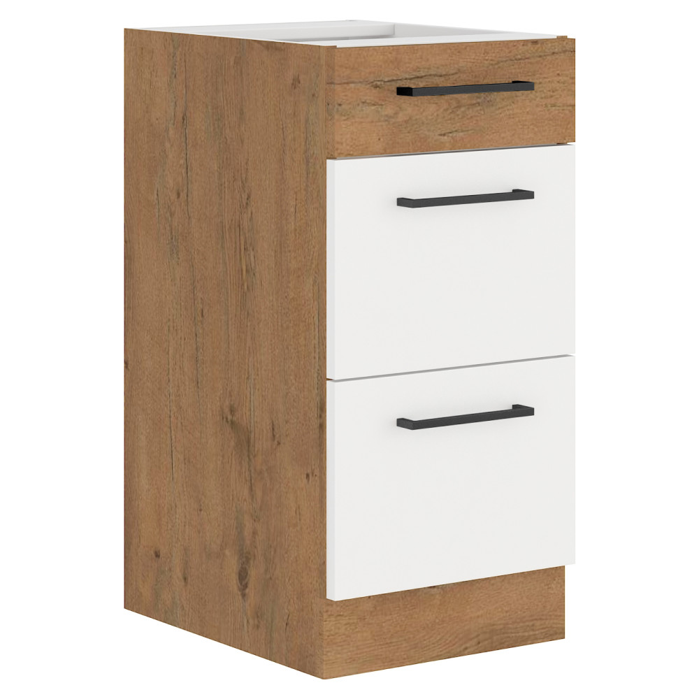 Alsó szekrény, lancelot tölgy/ fehér extra magas fényű HG, VEGA D40 3S BB (RP)