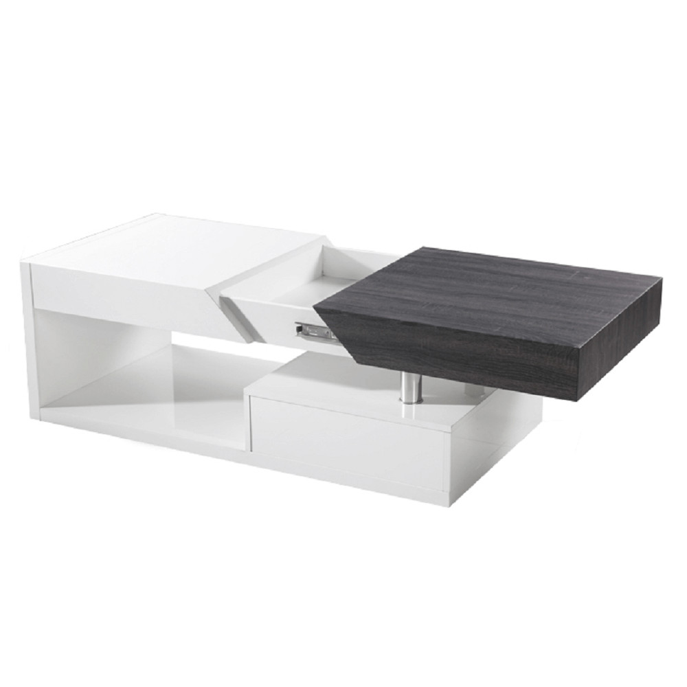 Dohányzó asztal, fehér fény/szürke fa design, MELIDA (RP)