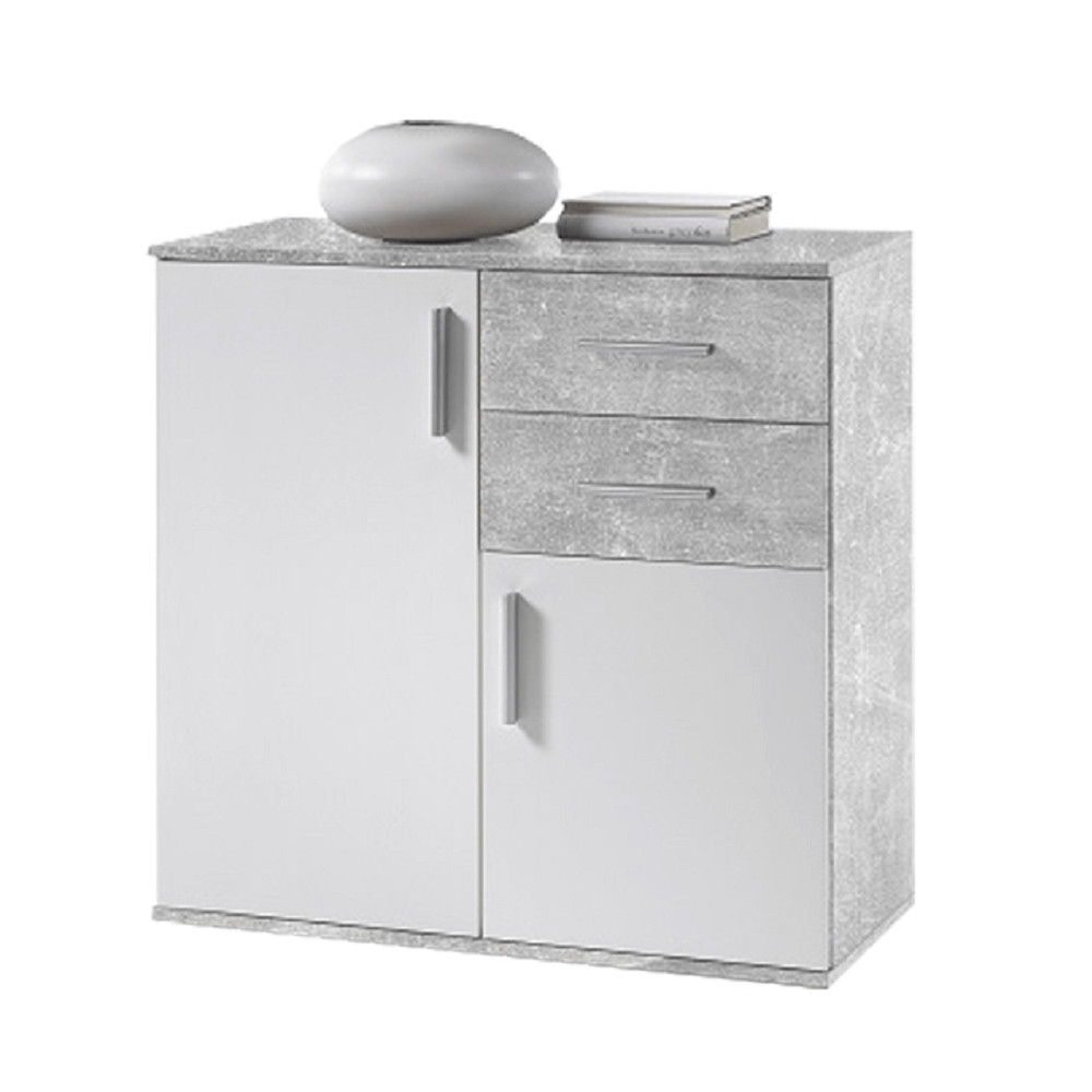 Komód, fehér/beton, POPPY 4 (RP)