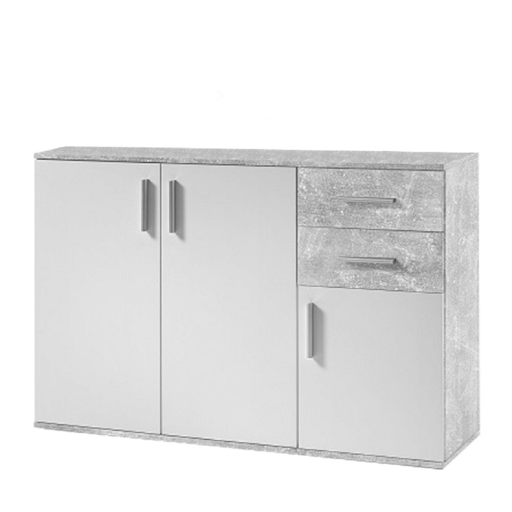 Komód, fehér/beton, POPPY 2 (RP)