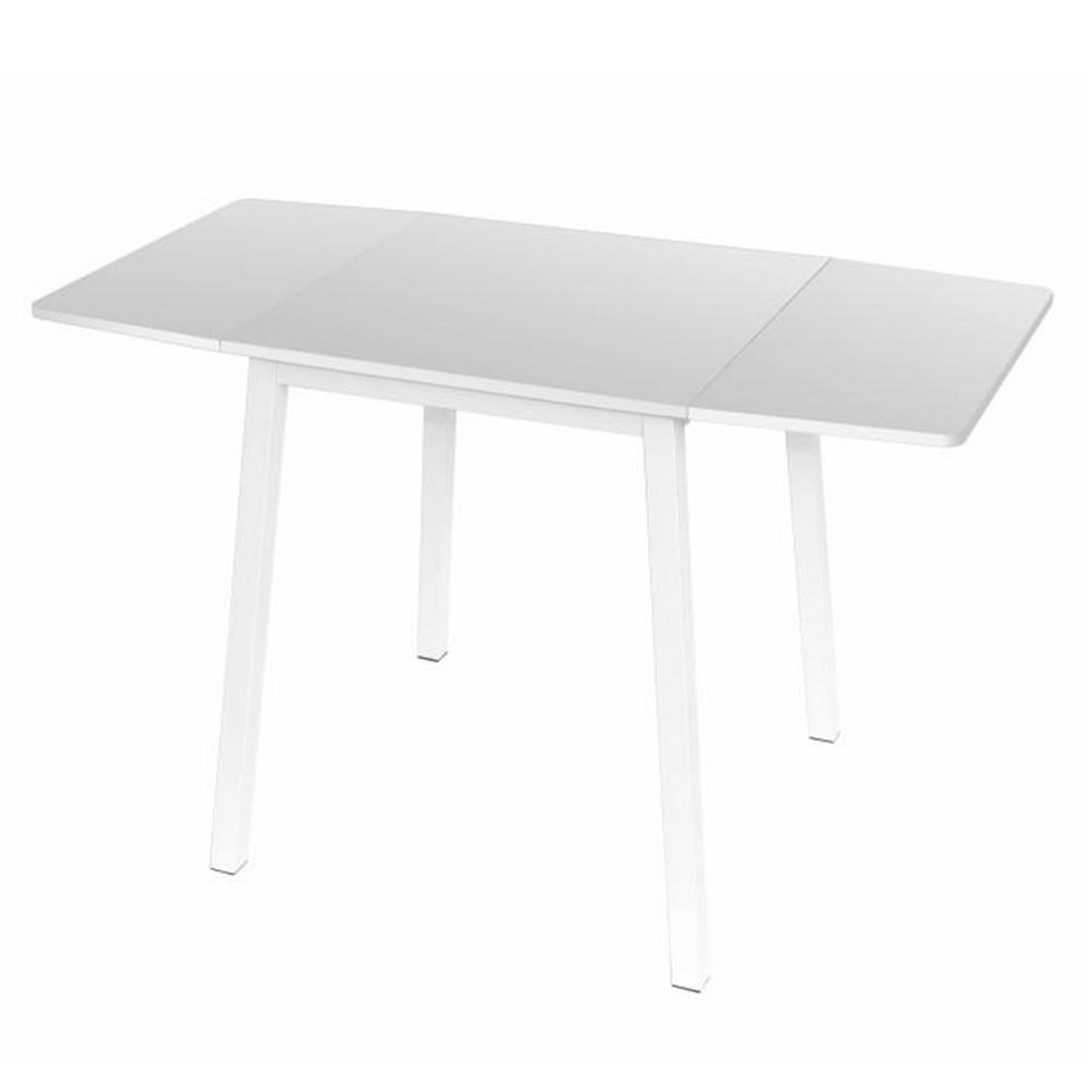 Étkezőasztal, MDF fóliázott/fém, fehér, 60-120x60 cm, MAURO (RP)