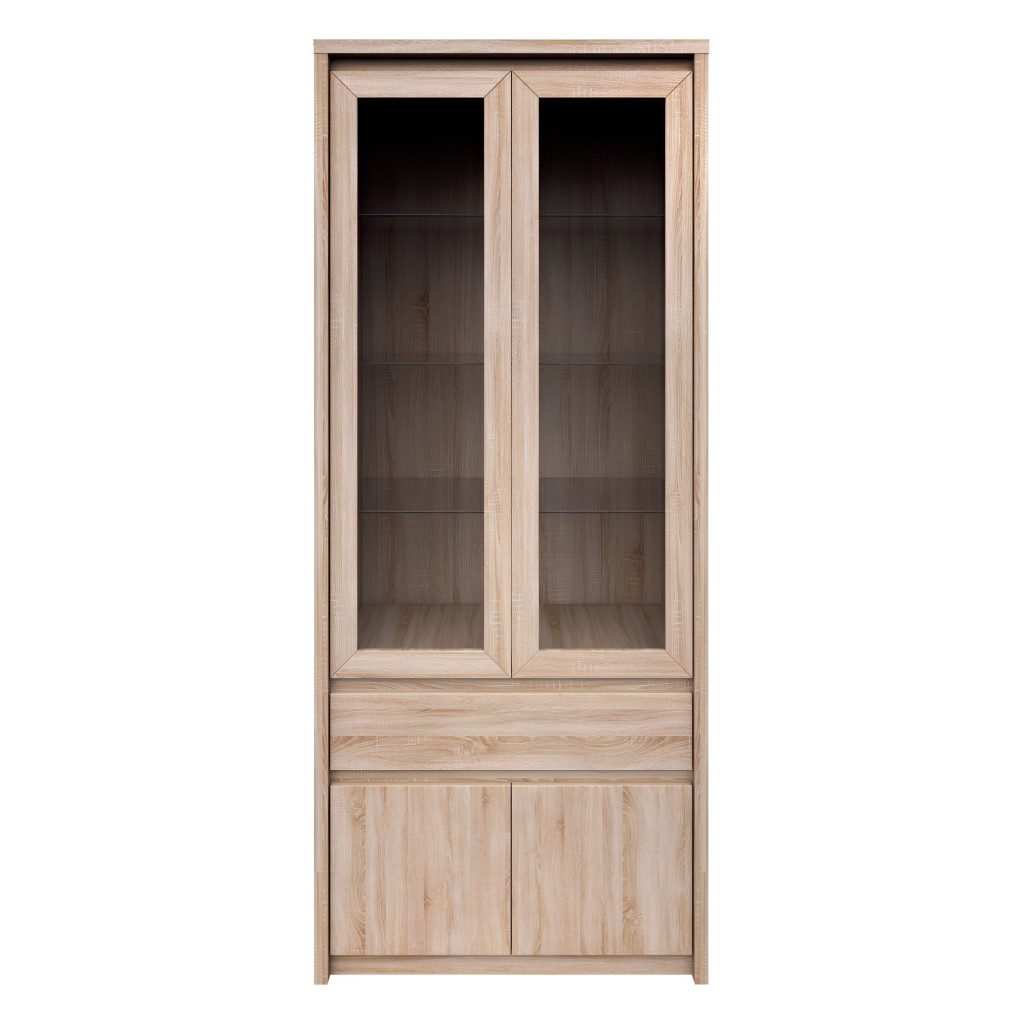 Vitrines szekrény, DTD laminált, tölgy sonoma, NORTY TYP 3 (RP)