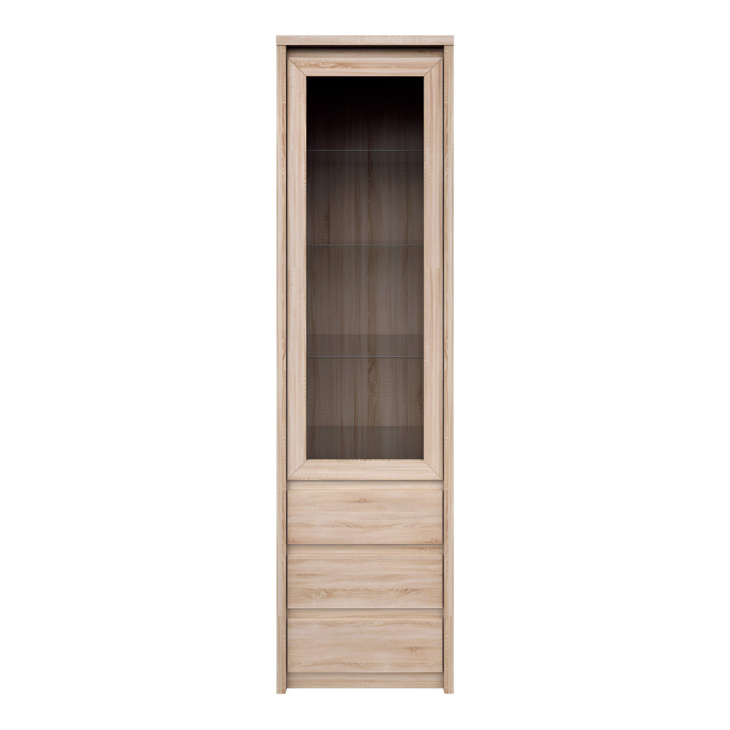 Vitrines szekrény, DTD laminált, tölgy sonoma, NORTY TYP 4 (RP)