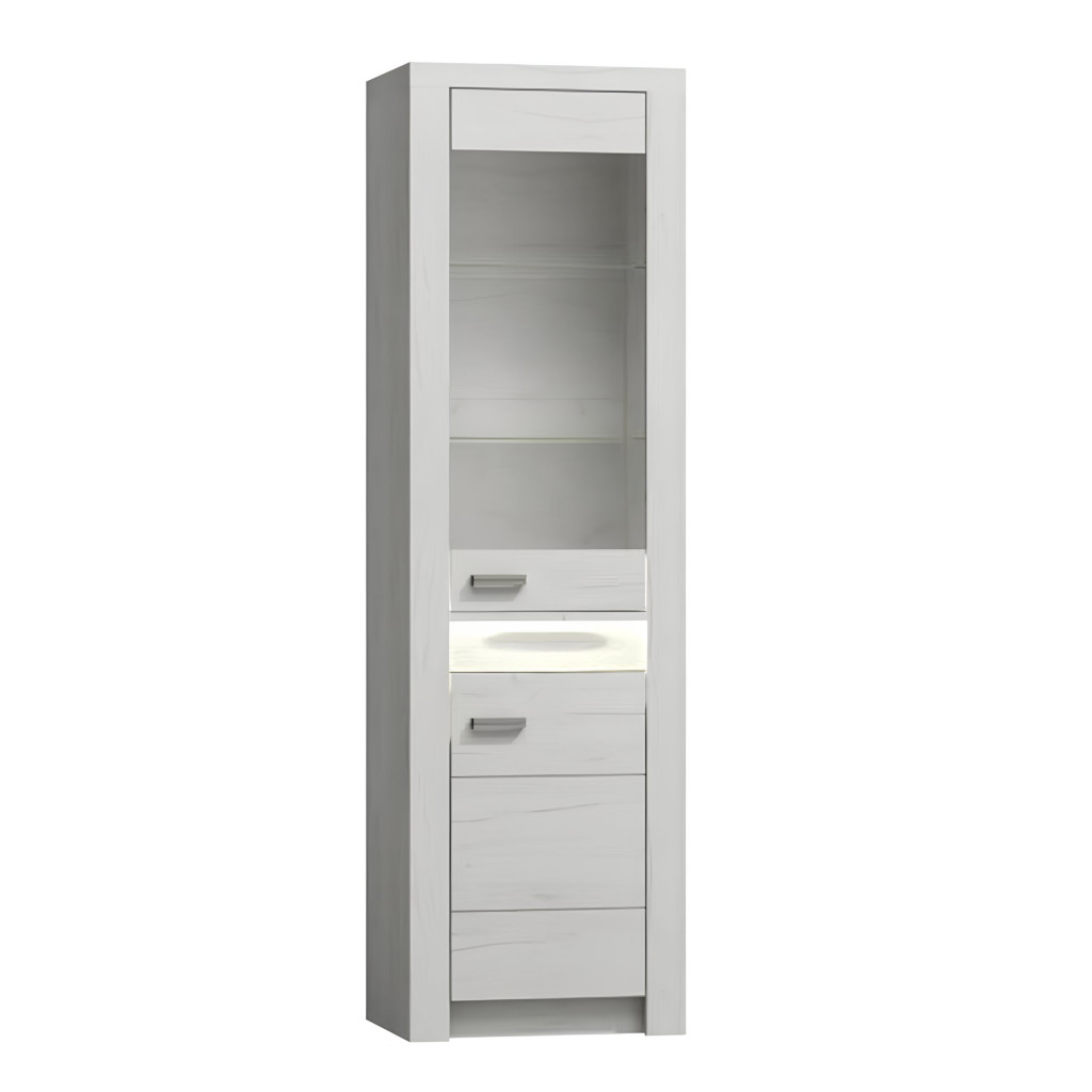 Vitrines szekrény, kőris fehér, INFINITY I-04 (RP)
