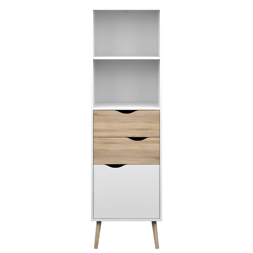vitrines szekrény, tölgy sonoma/fehér, OSLO 75382 (RP)