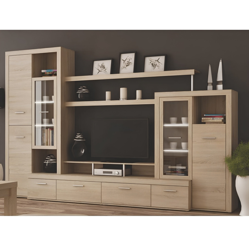 Nappali sor LED világítással, sonoma tölgyfa, ATLANTIS NEW (RP)