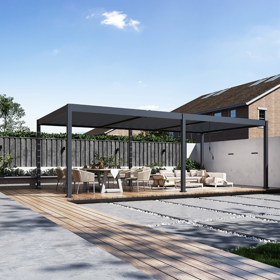 Rojaplast intro duo alumínium bioklimatikus pergola  8 x 4 méteres - szabadon álló, szürke antracit (RP)
