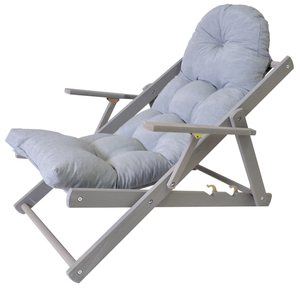Rojaplast Borneo Grey 50318-716 fenyőfából készült állítható kerti nyugágy karfával - szürke (RP)