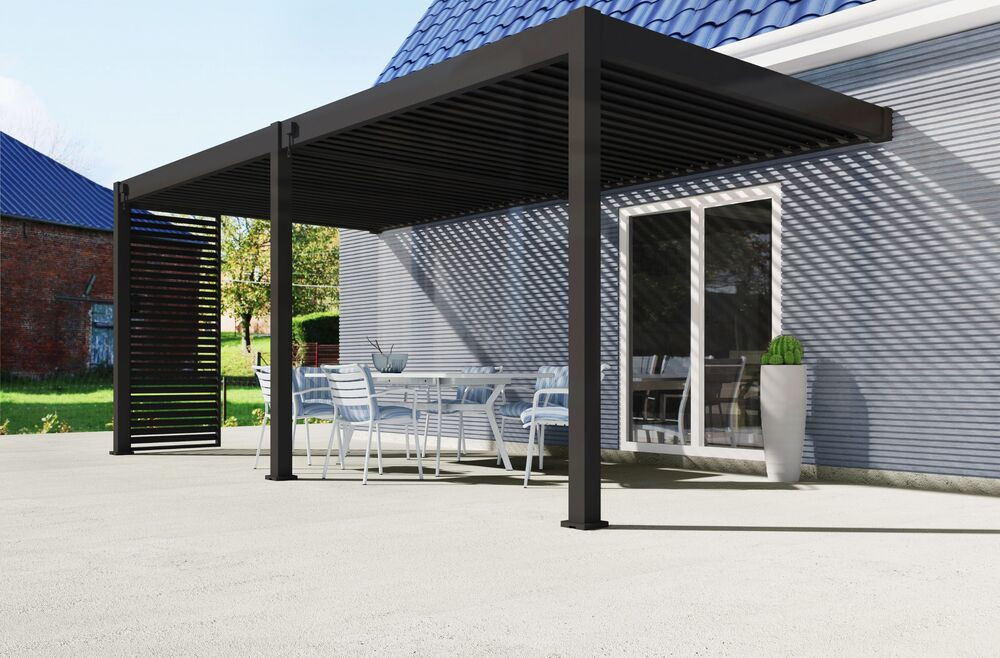 Rojaplast intro plus alumínium bioklimatikus pergola falhoz rögzíthető, 6 X 3 méteres - szürke antracit (RP)
