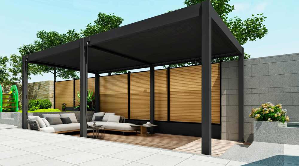 Rojaplast intro plus alumínium bioklimatikus pergola, szabadon álló,  6 X 3 méteres - szürke antracit (RP)