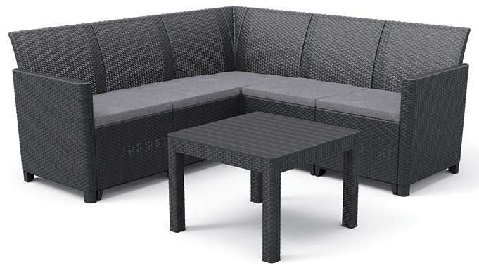 Keter Claire 5 seat műrattan kerti sarokbútor garnitúra, grafit (RP)