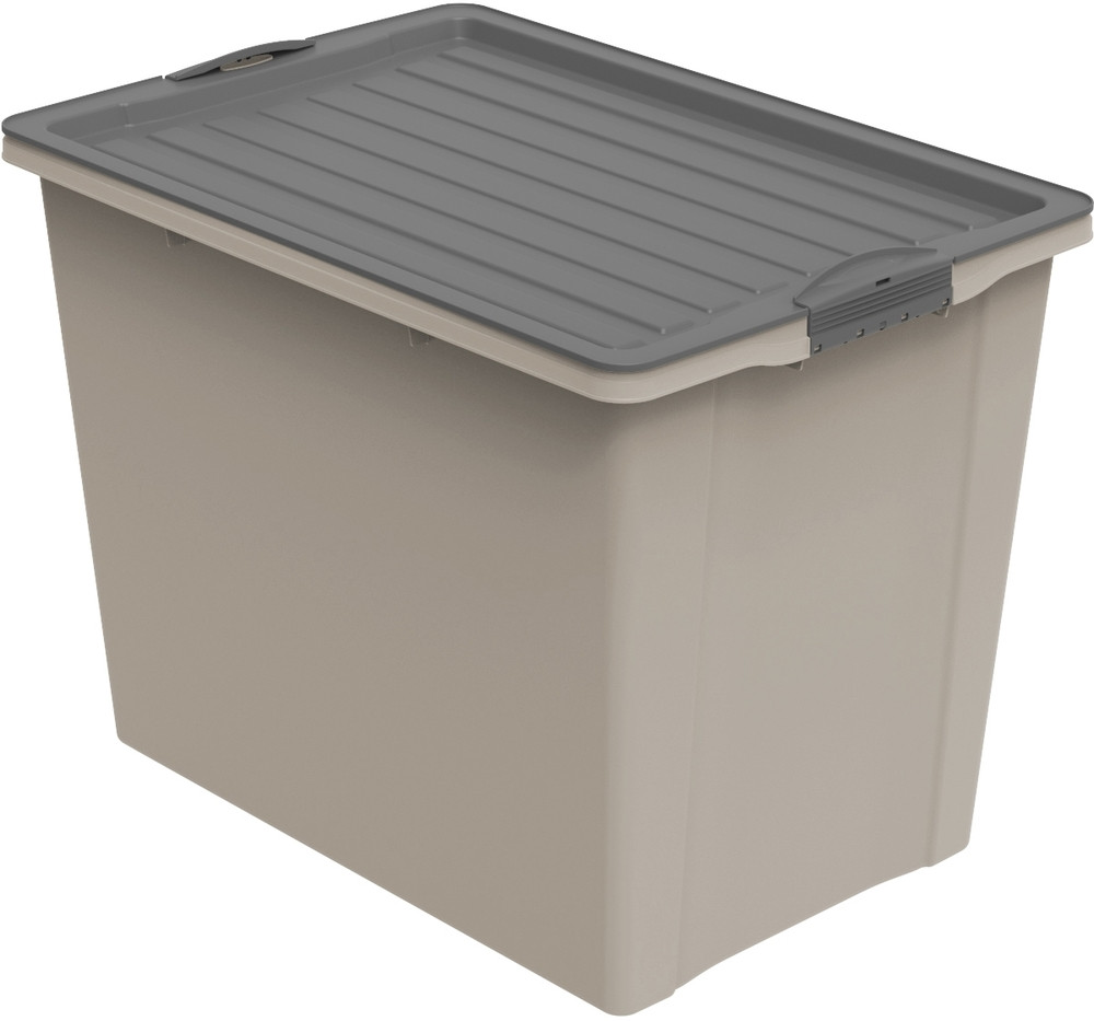 Rotho Eco Compact műanyag tároló doboz, 70 L - cappuccino (RP)