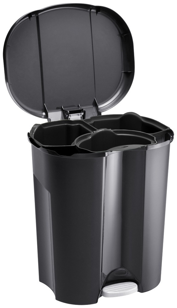 Rotho Trio műanyag szelektív hulladéktároló, 1X10 L, 2X15L, fekete (RP)
