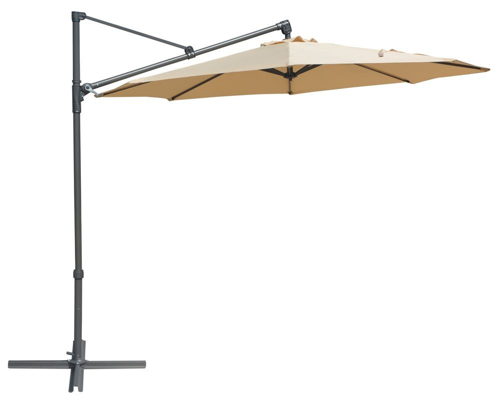 Rojaplast függő, alumínium napernyő, talppal, bézs - ø 300 CM (RP)