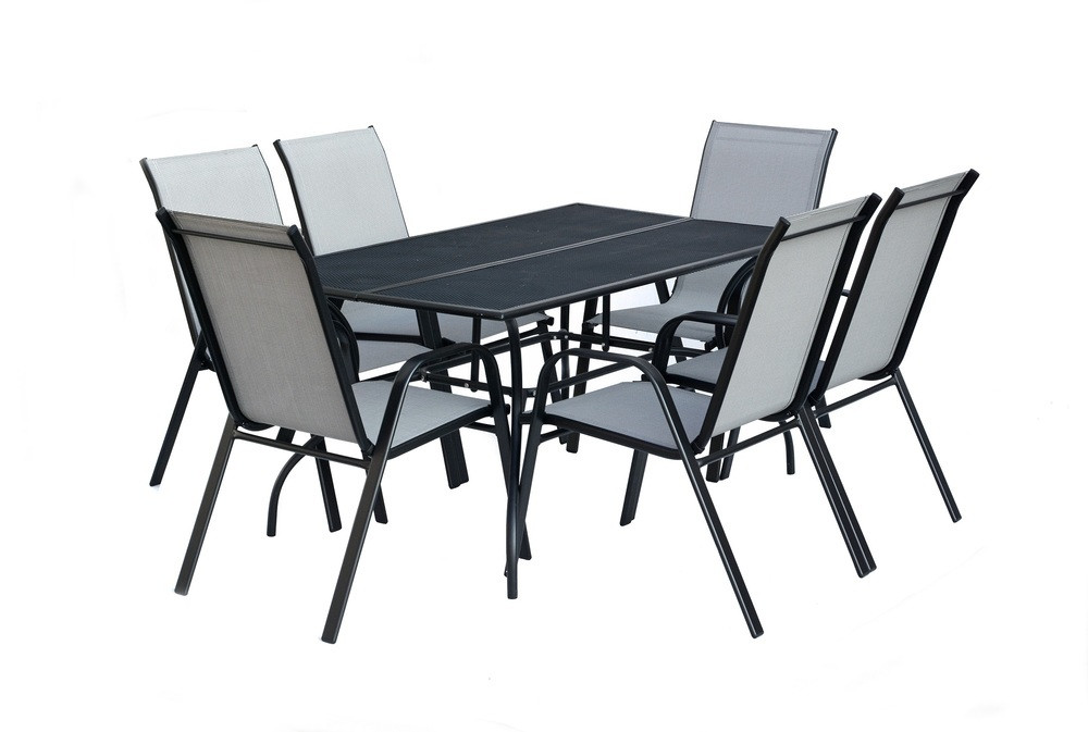 Rojaplast zwmt-83 set fém kerti asztal, fekete, 6 db székkel (RP)