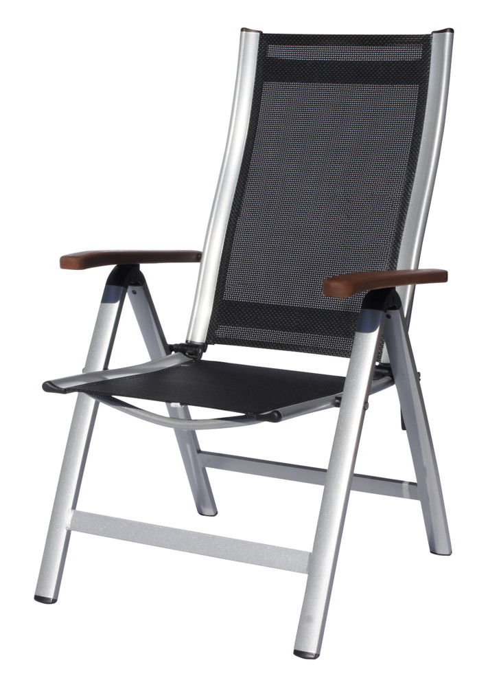 Sun garden Ass comfort összecsukható, exkluzív alu. kerti szék - fekete/ezüst (RP)