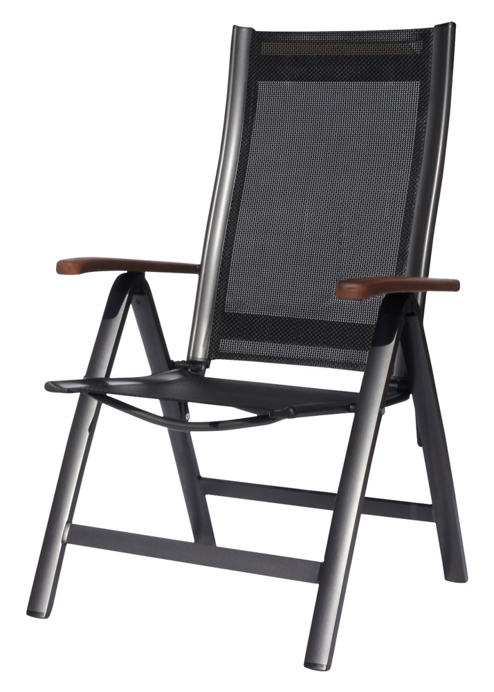Sun garden Ass comfort összecsukható, exkluzív alu. kerti szék - antracit/fekete (RP)