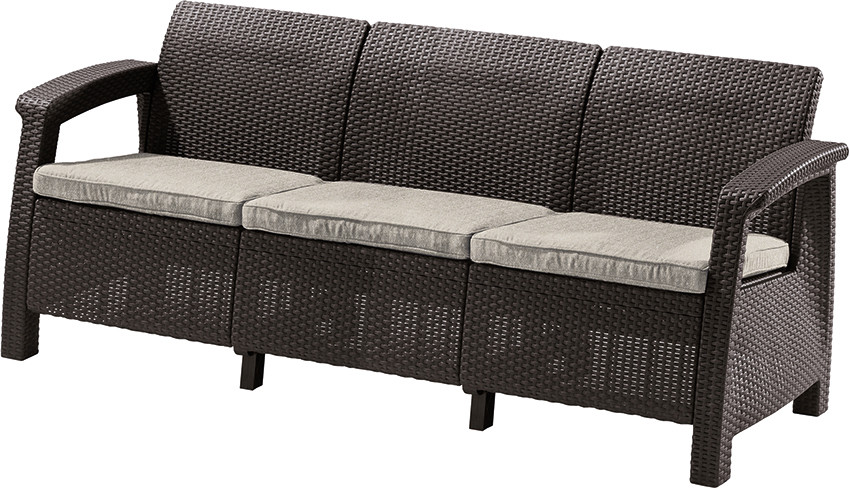Keter Corfu love seat max háromszemélyes polyrattan kerti kanapé - barna (RP)