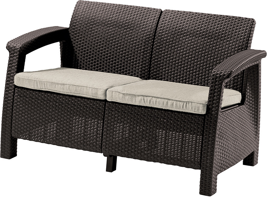 Keter Corfu love seat kétszemélyes polyrattan kerti kanapé - barna (RP)