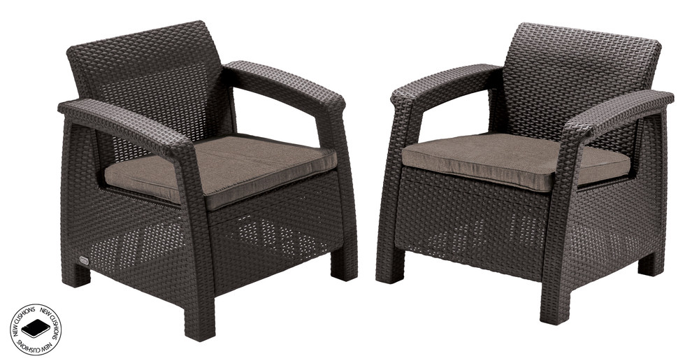 Keter Corfu duo polyrattan kerti fotelek, 2db - barna (RP)