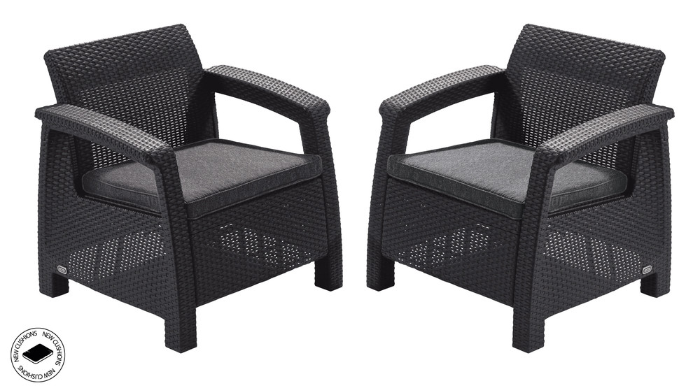 Keter Corfu duo polyrattan kerti fotelek, 2db - grafit (RP)