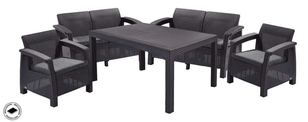 Keter Corfu fiesta polyrattan kerti bútor garnitúra - grafit (RP)