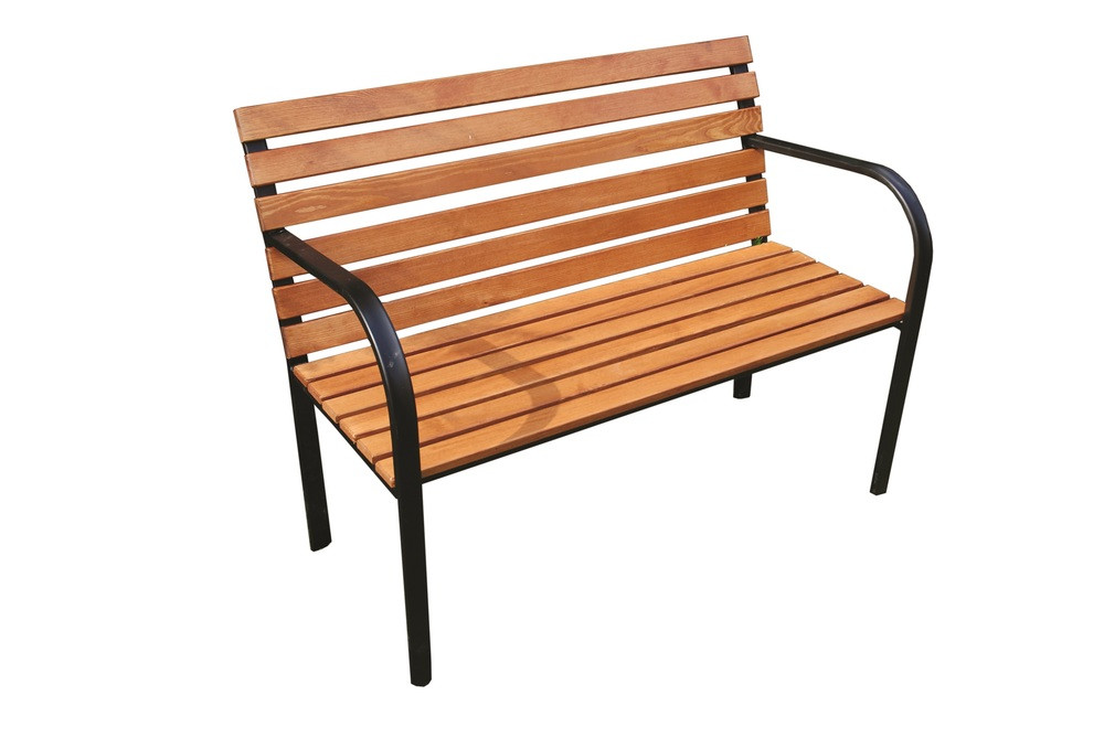 Rojaplast fenyőfából készült, fém szerkezetű kerti pad, 122 cm (RP)