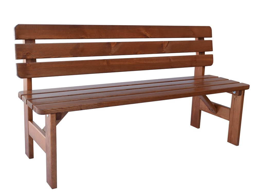 Rojaplast Viking fenyőfából készült lakkozott kerti pad 150 cm - barna (RP)