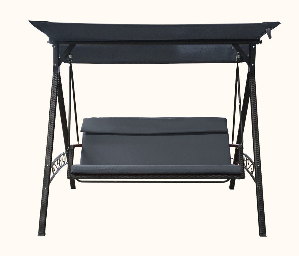 Rojaplast Rattan polyrattan kerti hintaágy párnával, szürke (RP)