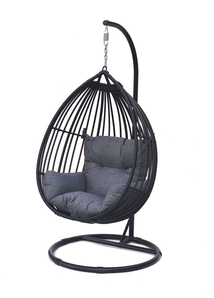 Rojaplast Bogota exkluzív polyrattan, alumínium függőszék, talppal, fekete (RP)