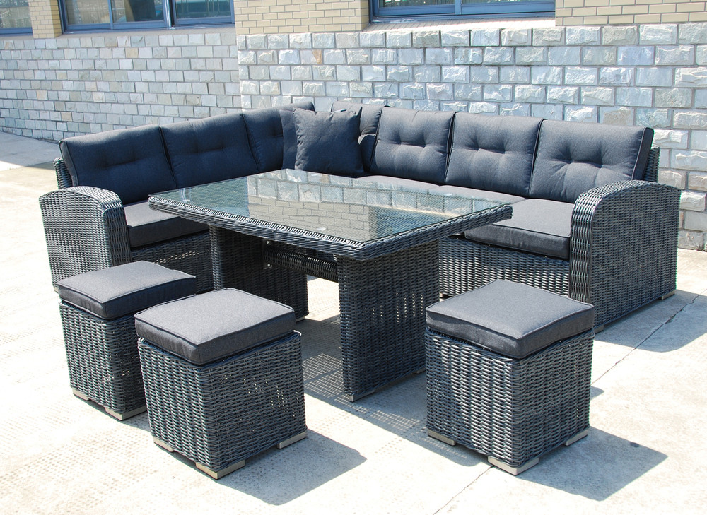 Rojaplast Montreal exkluzív polyrattan bútor garnitúra - antracit/szürke (RP)